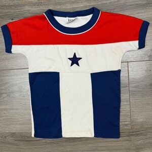 VTG Billy the Kid USA Tee 5T – Star Stripe Red White Blue – Stained White Panels